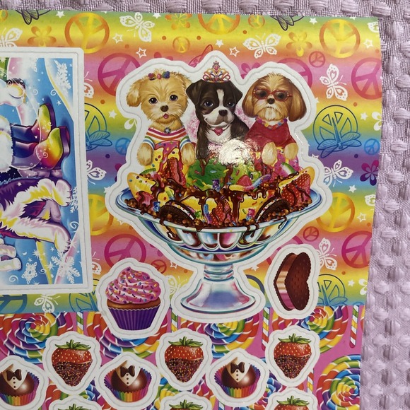 Vtg Lisa Frank Chocolate Covered Strawberry Bonbon Truffle Husky Sundae Sticker - Picture 3 of 7